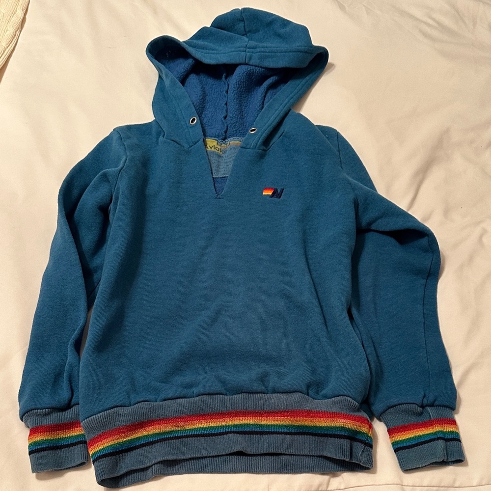 Kids Aviator Nation Hoodie with Rainbow Trim